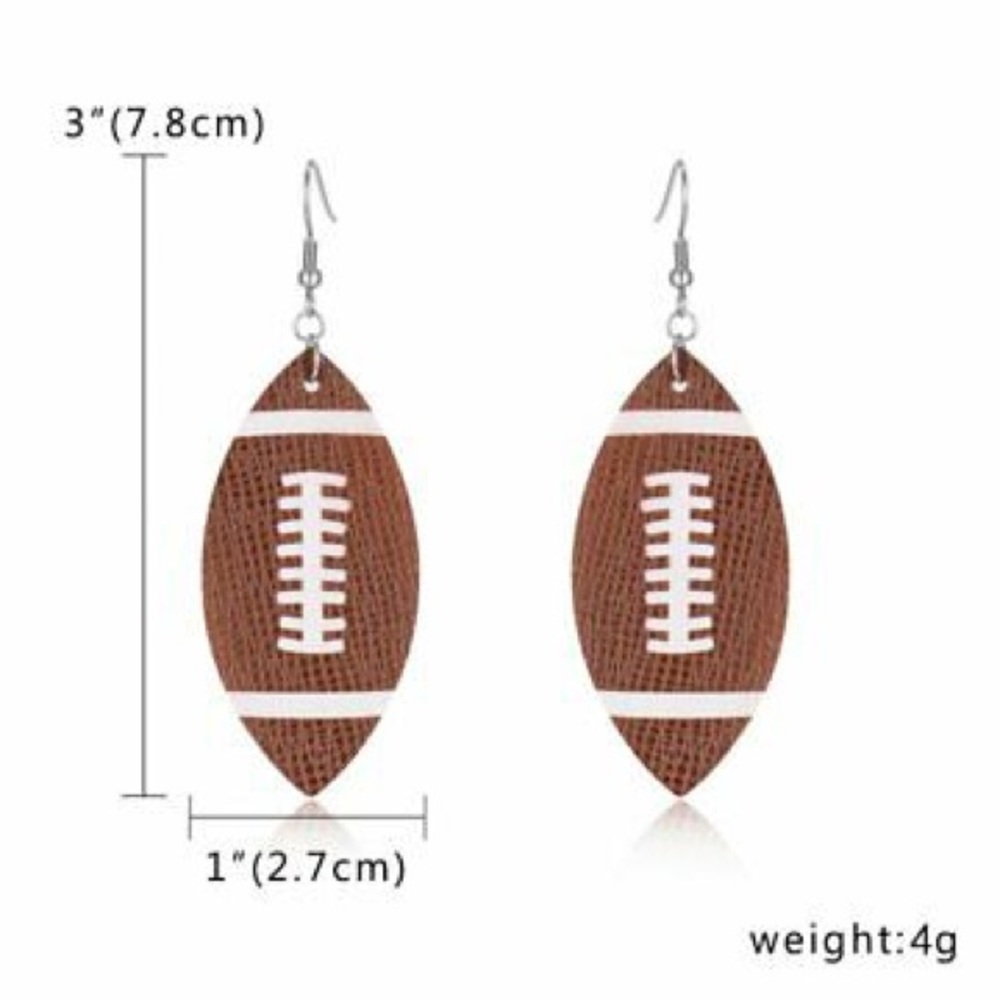 Football 🏈 Teardrop Dangle Earrings - Picture 3 of 4